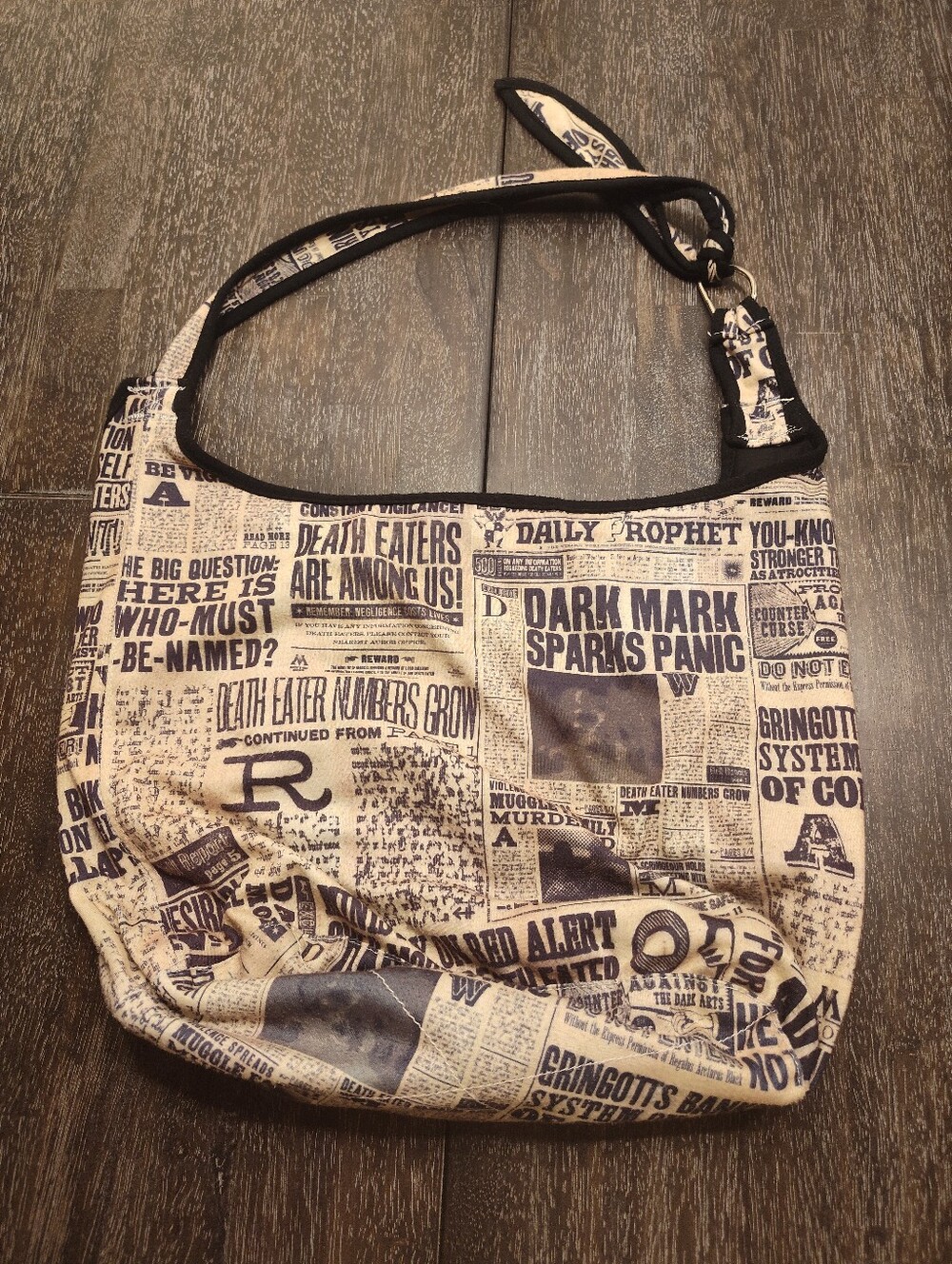 Harry Potter Handbag Daily Prophet Newspaper Headlines Hobo Slouch Bag Purse